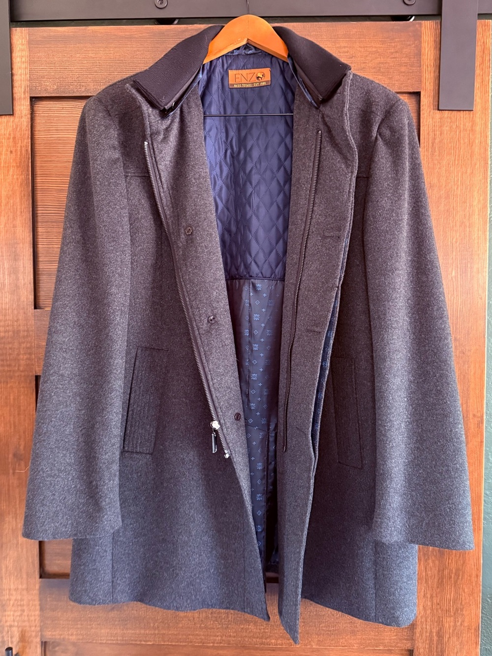 Enzo Tovare Men's Gray Cashmere Wool Blend Coat Size XL